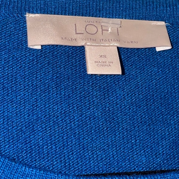 LOFT Vibrant Blue Knit LongSleeve Top Sweater Beach Boho Summer Spring Cute - Picture 3 of 6
